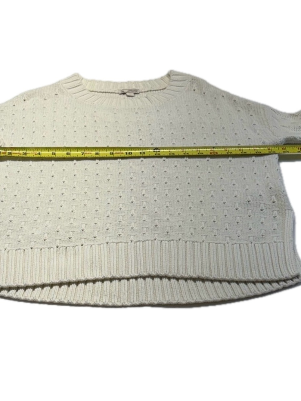 GAP Ivory Knit Textured Pointelle Crew Neck Sweater Women's Size XS Soft - Picture 5 of 7